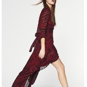 BA&SH  SELENA ANIMAL PRINT RUFFLE DETAIL MIDI WRAP